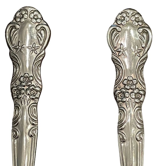Cambridge Alyssa Stainless Serving Spoon Set Glossy Scrolls Flowers‎ - Picture 5 of 7
